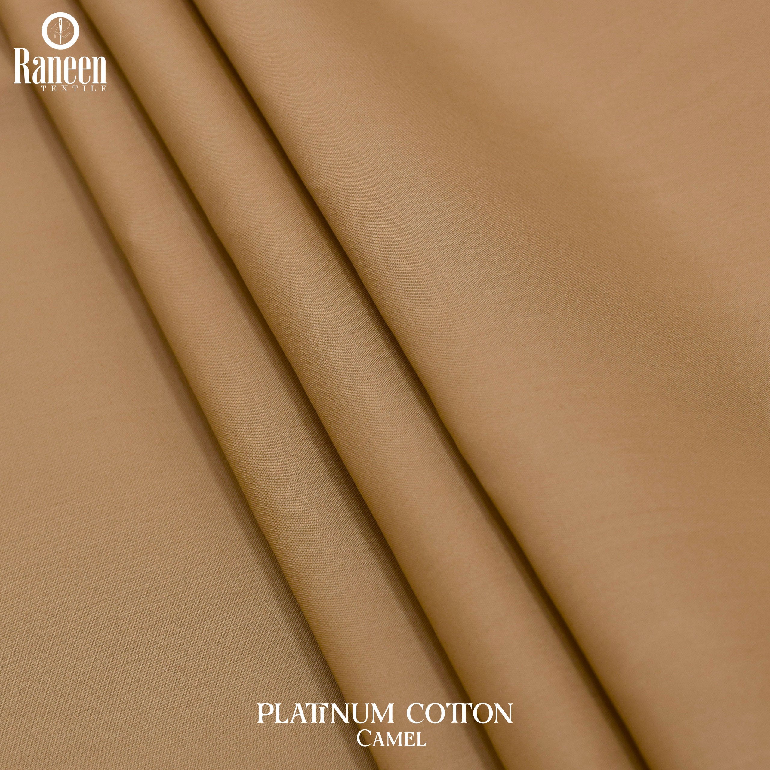 Unstitched Camel Platinum Cotton Suit