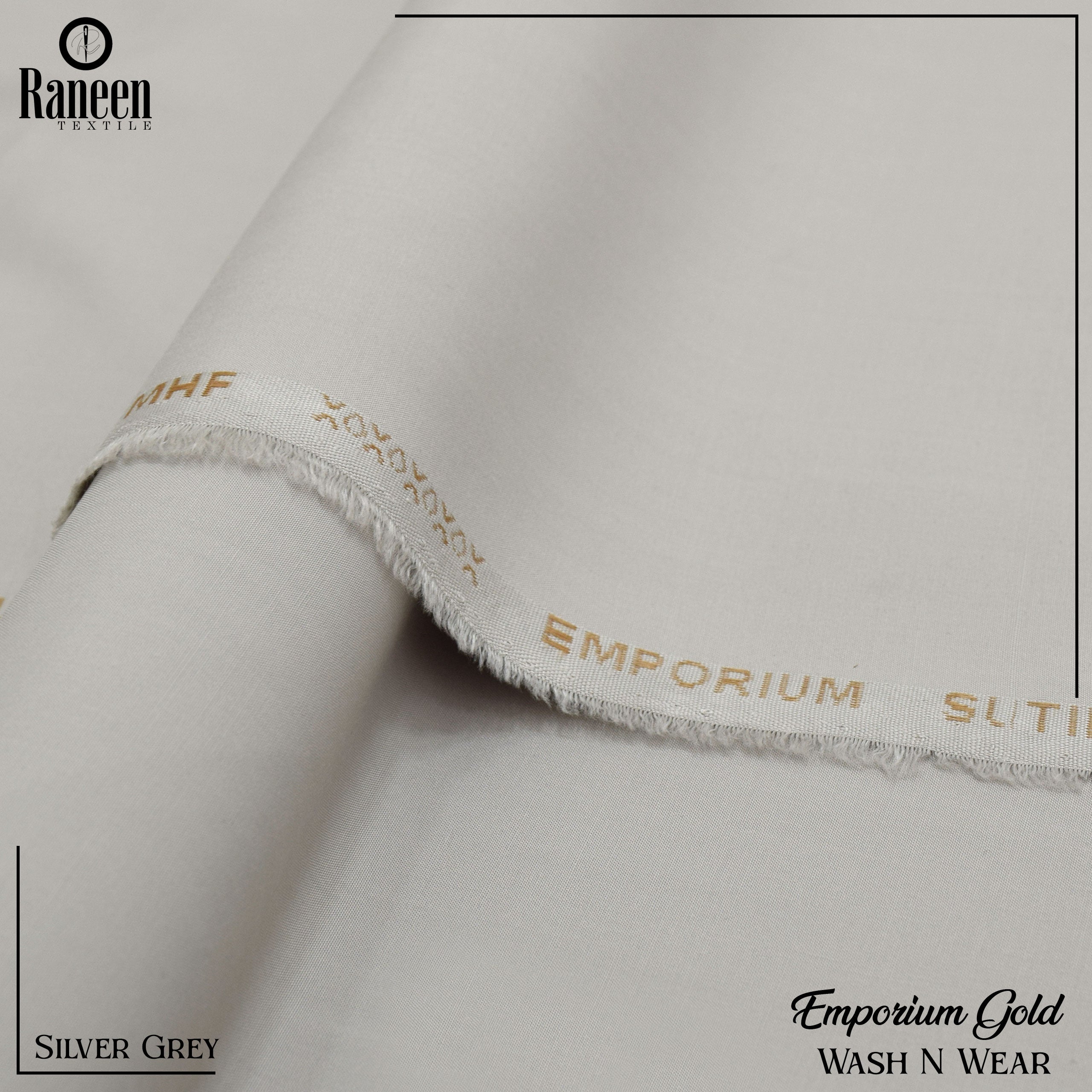 Unstitched Silver Grey Emporium Gold Wash N Wear