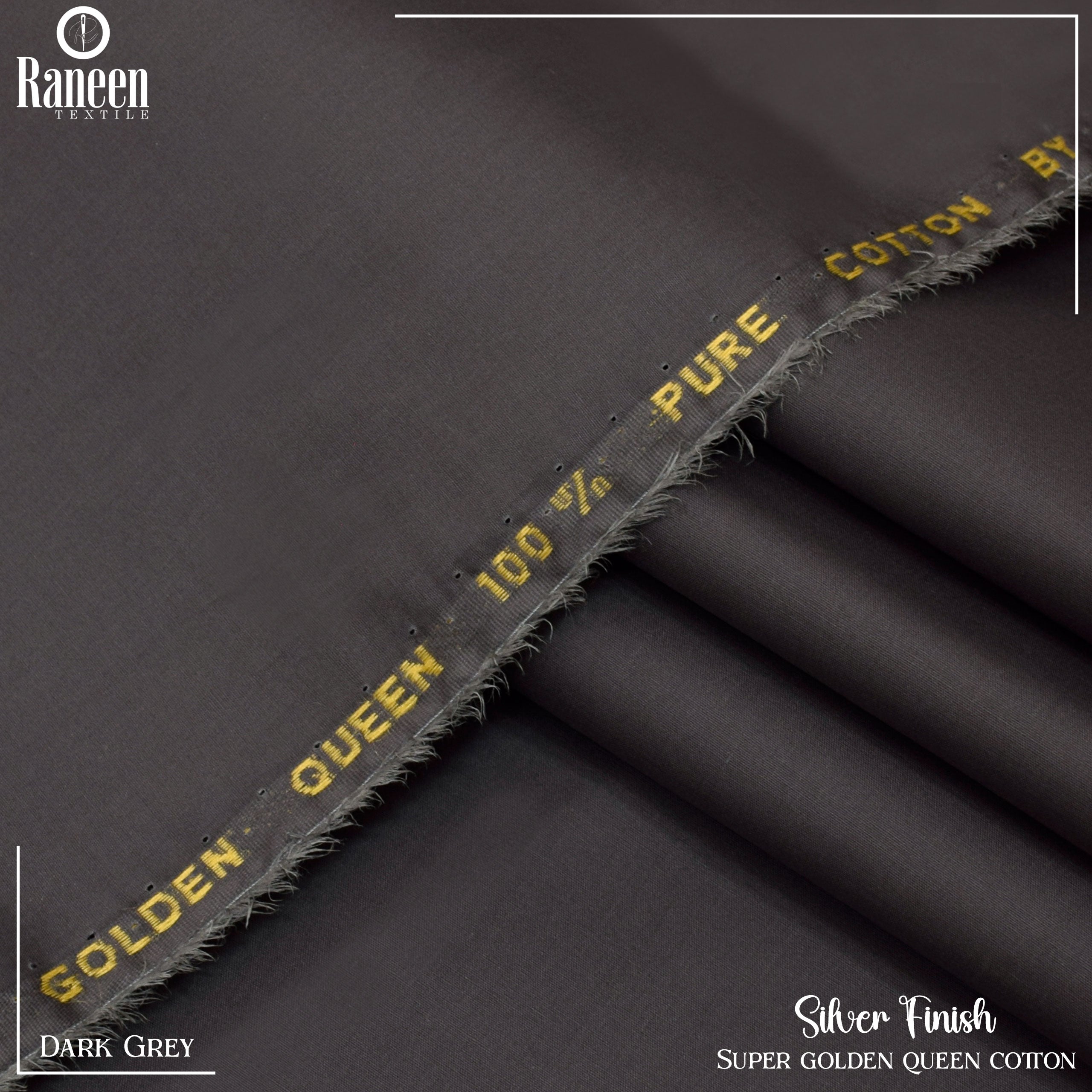 Silver Touch Super Golden Queen Cotton Fabric - Dark Grey