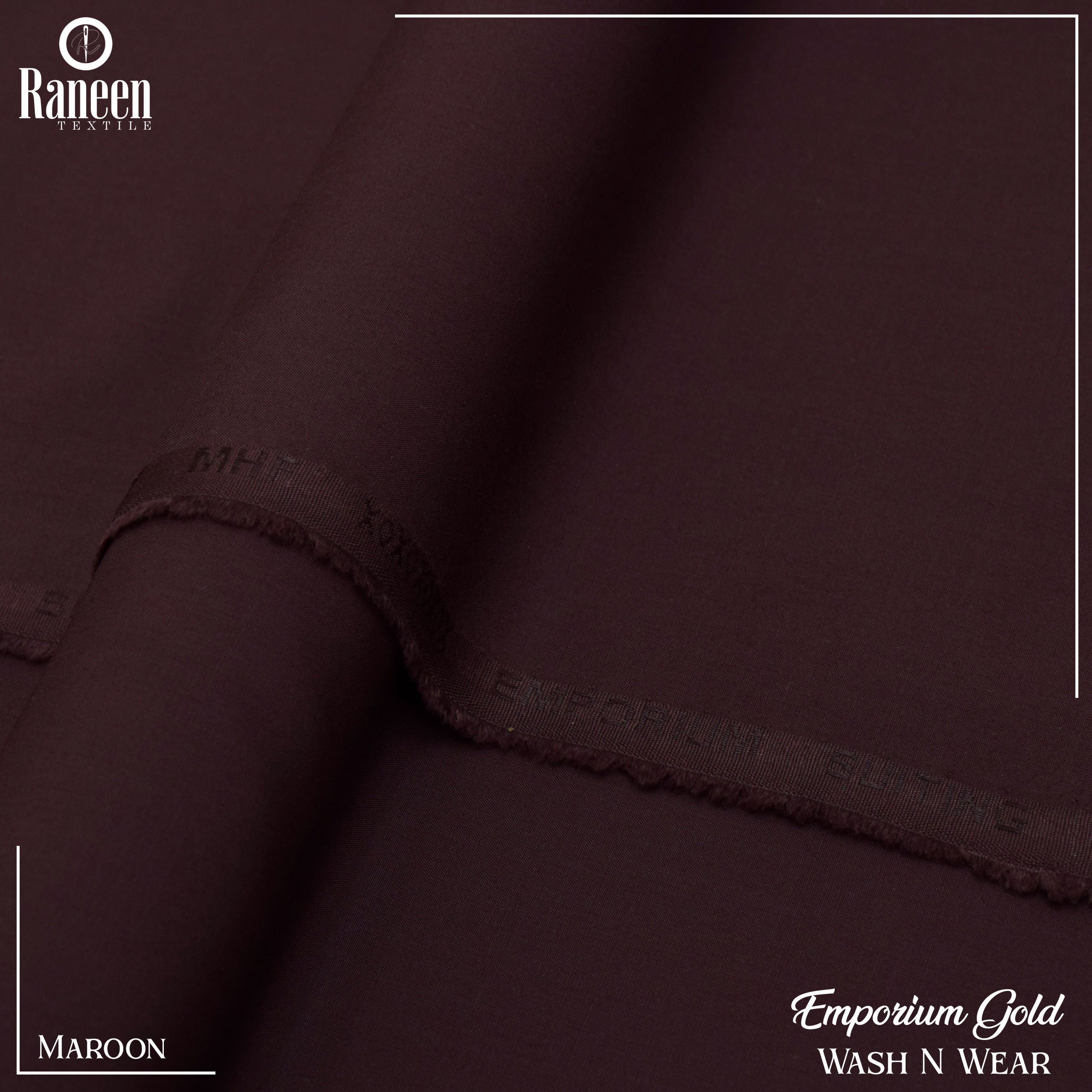 Unstitched Maroon Emporium Gold Wash N Wear