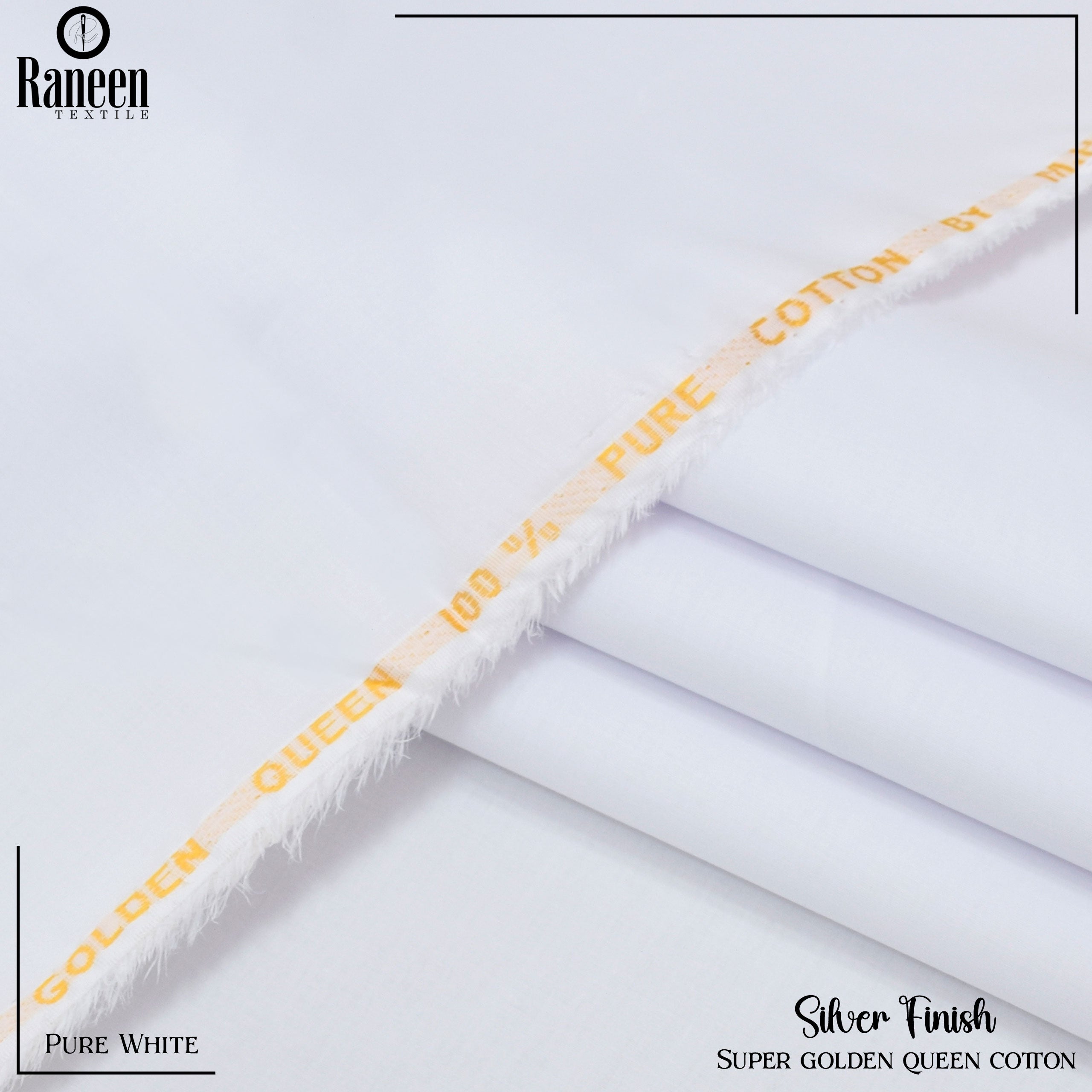 Silver Touch Super Golden Queen Cotton Fabric - Pure White