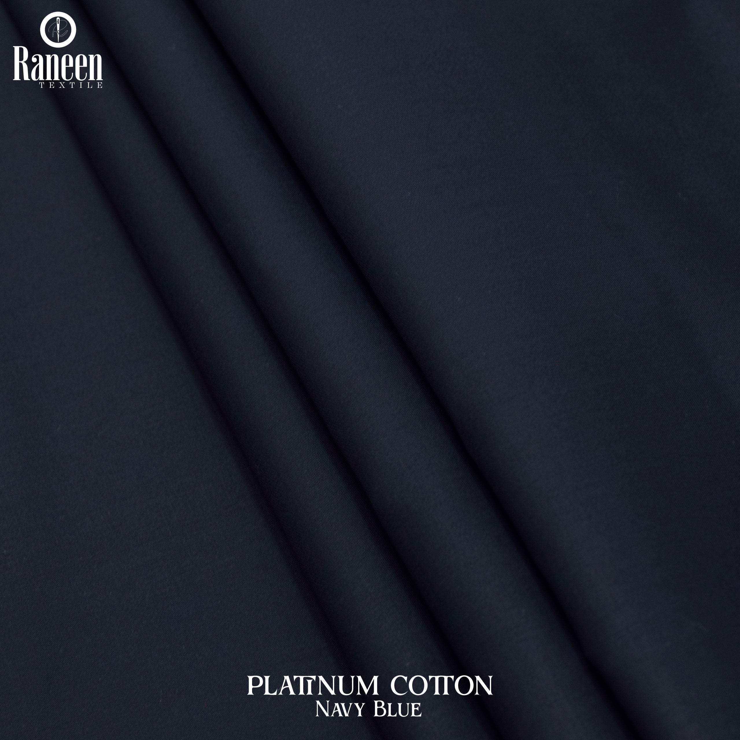 Unstitched Navy Blue Platinum Cotton Suit