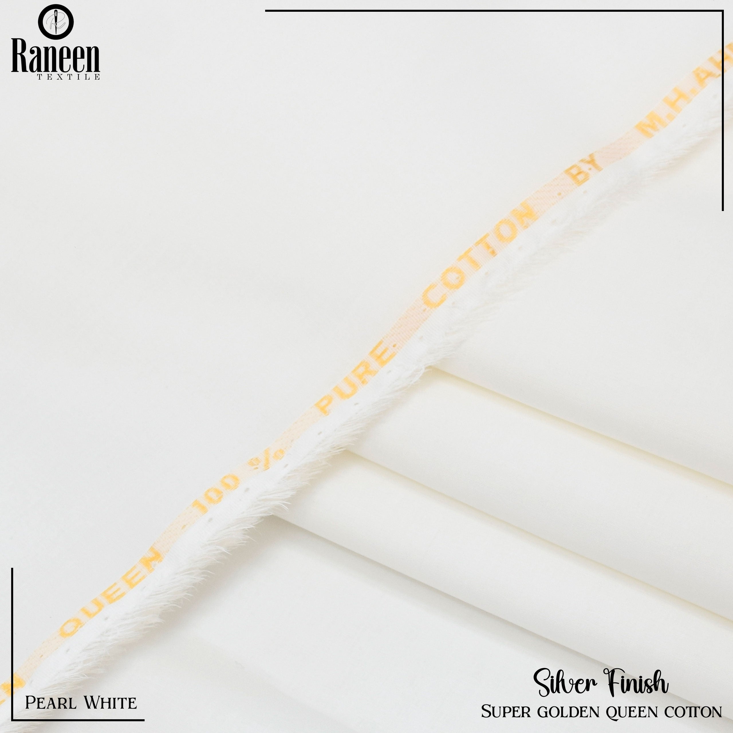 Silver Touch Super Golden Queen Cotton Fabric - Pearl White