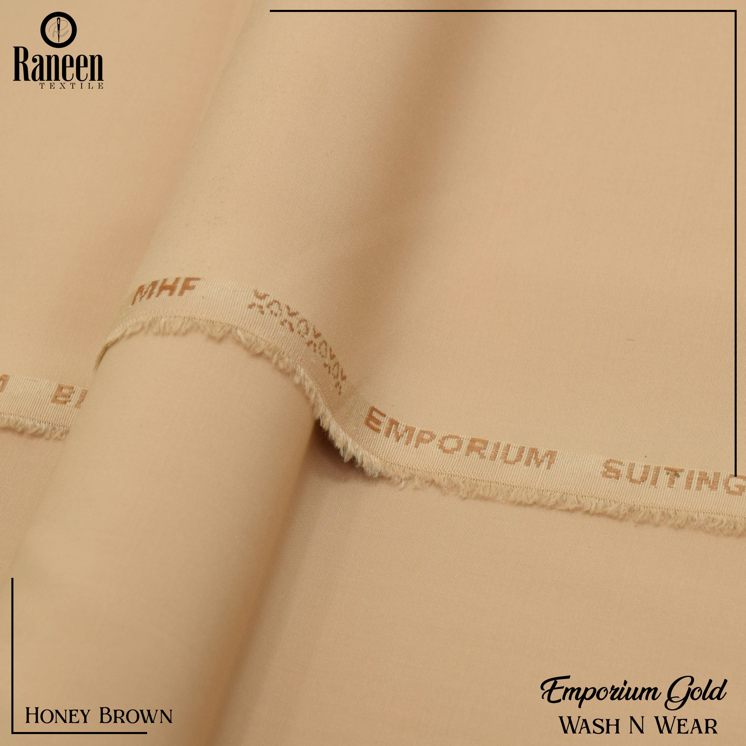 Unstitched Honey Brown Emporium Gold Wash N Wear