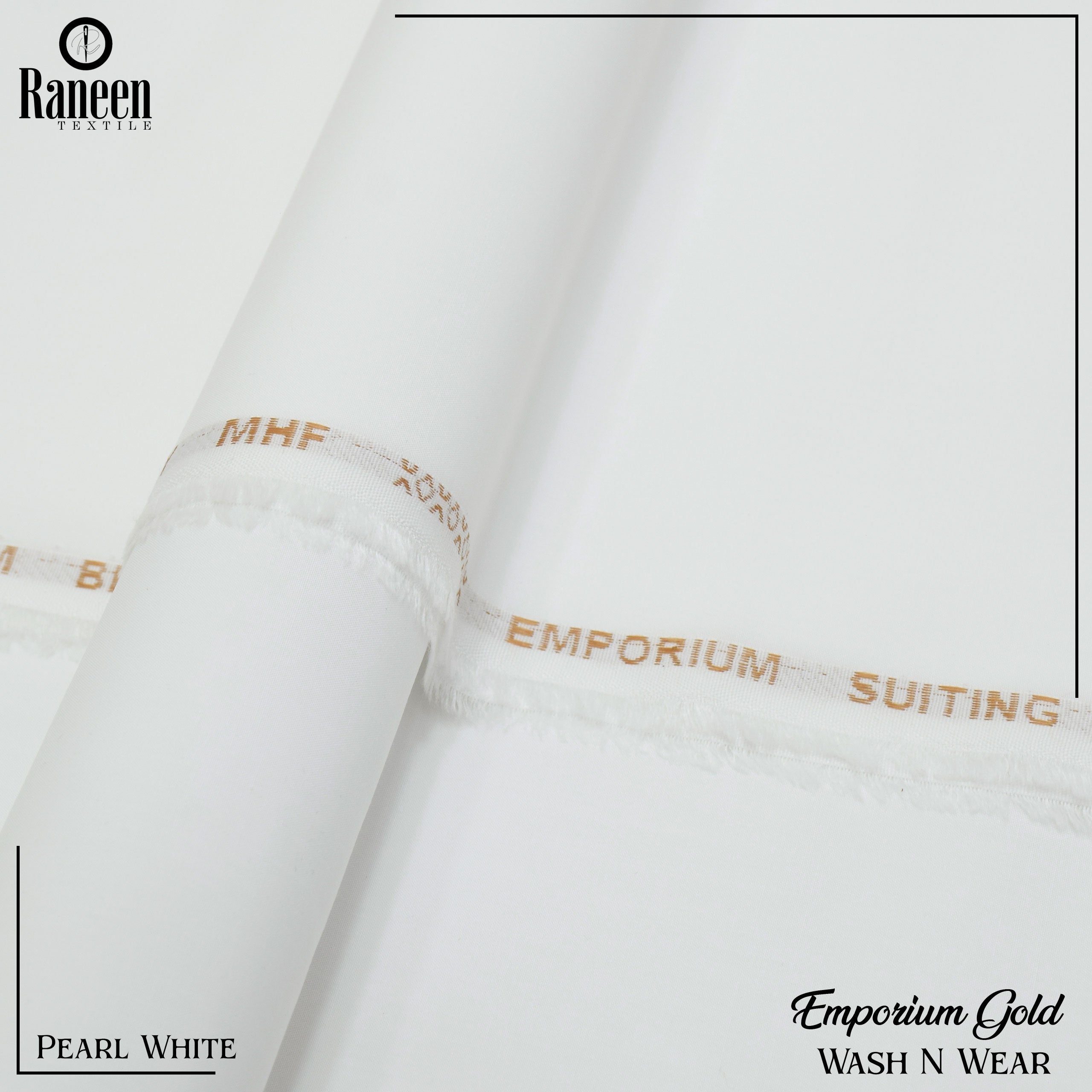 Unstitched Pearl White Emporium Gold Wash N Wear