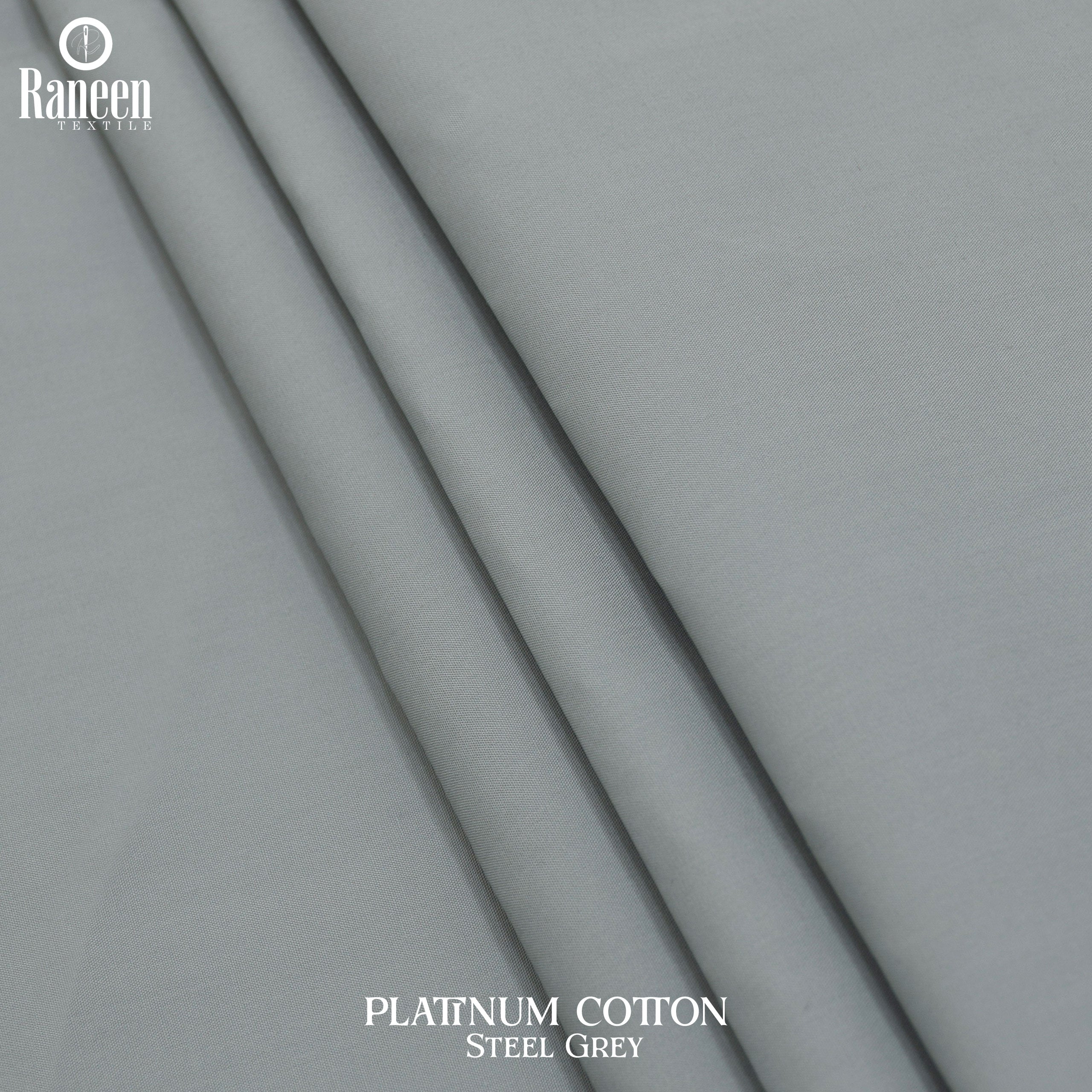 Unstitched Steel Grey Platinum Cotton Suit