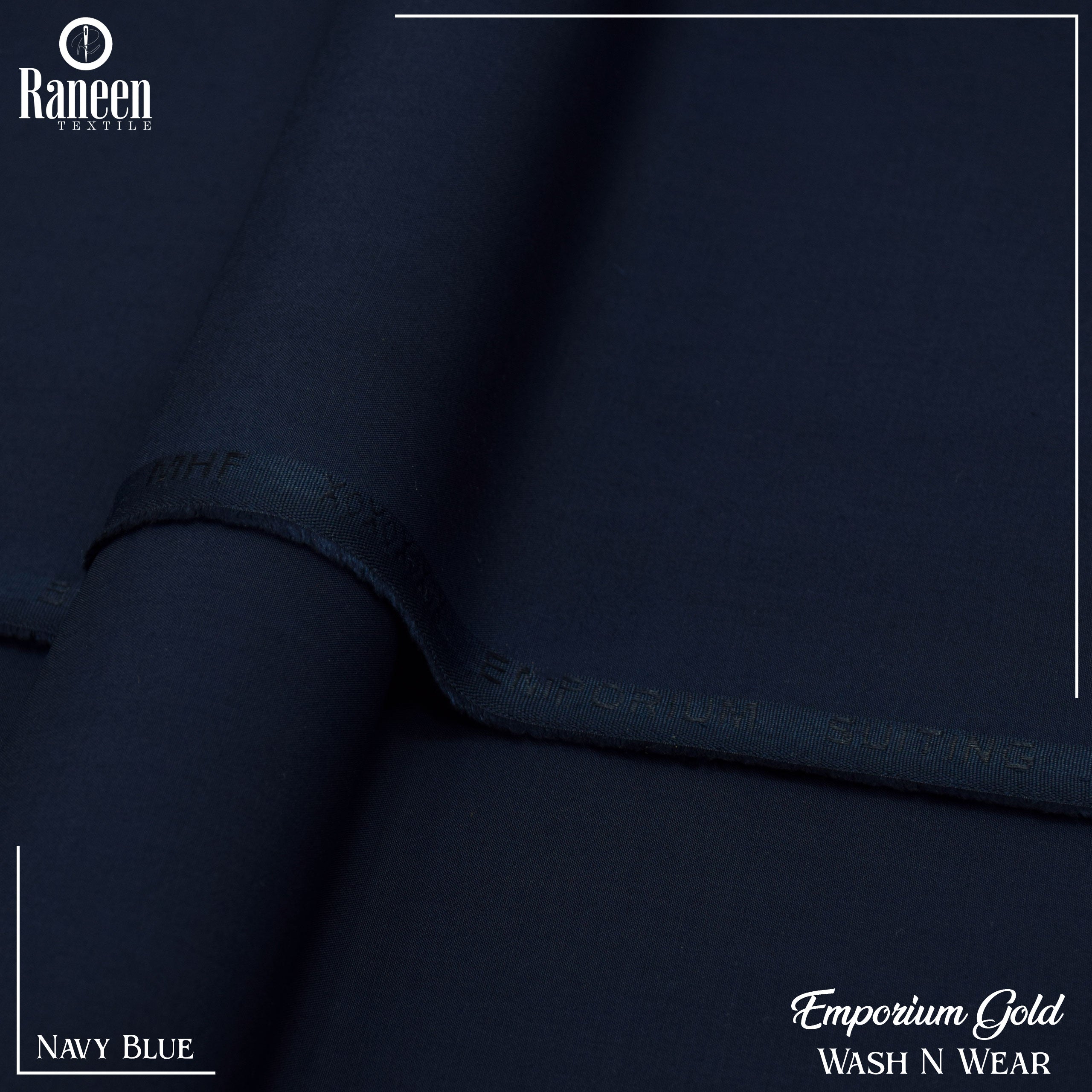 Unstitched Navy Blue Emporium Gold Wash N Wear
