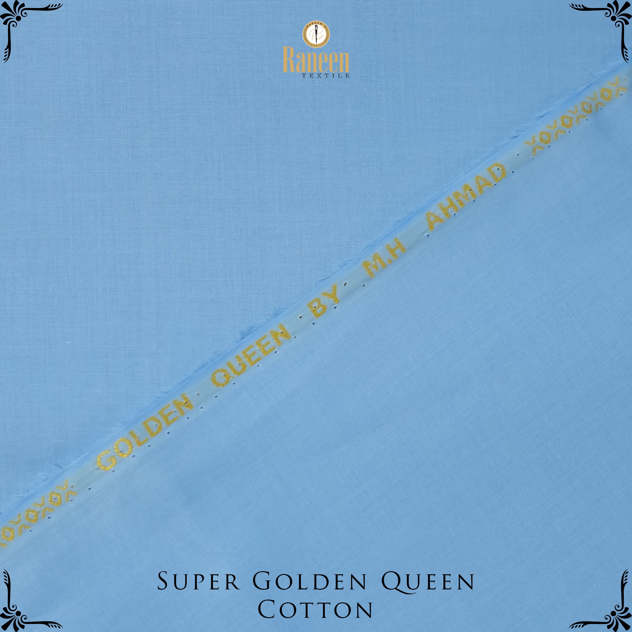 Silver Touch Super Golden Queen Cotton Fabric - Sky Blue
