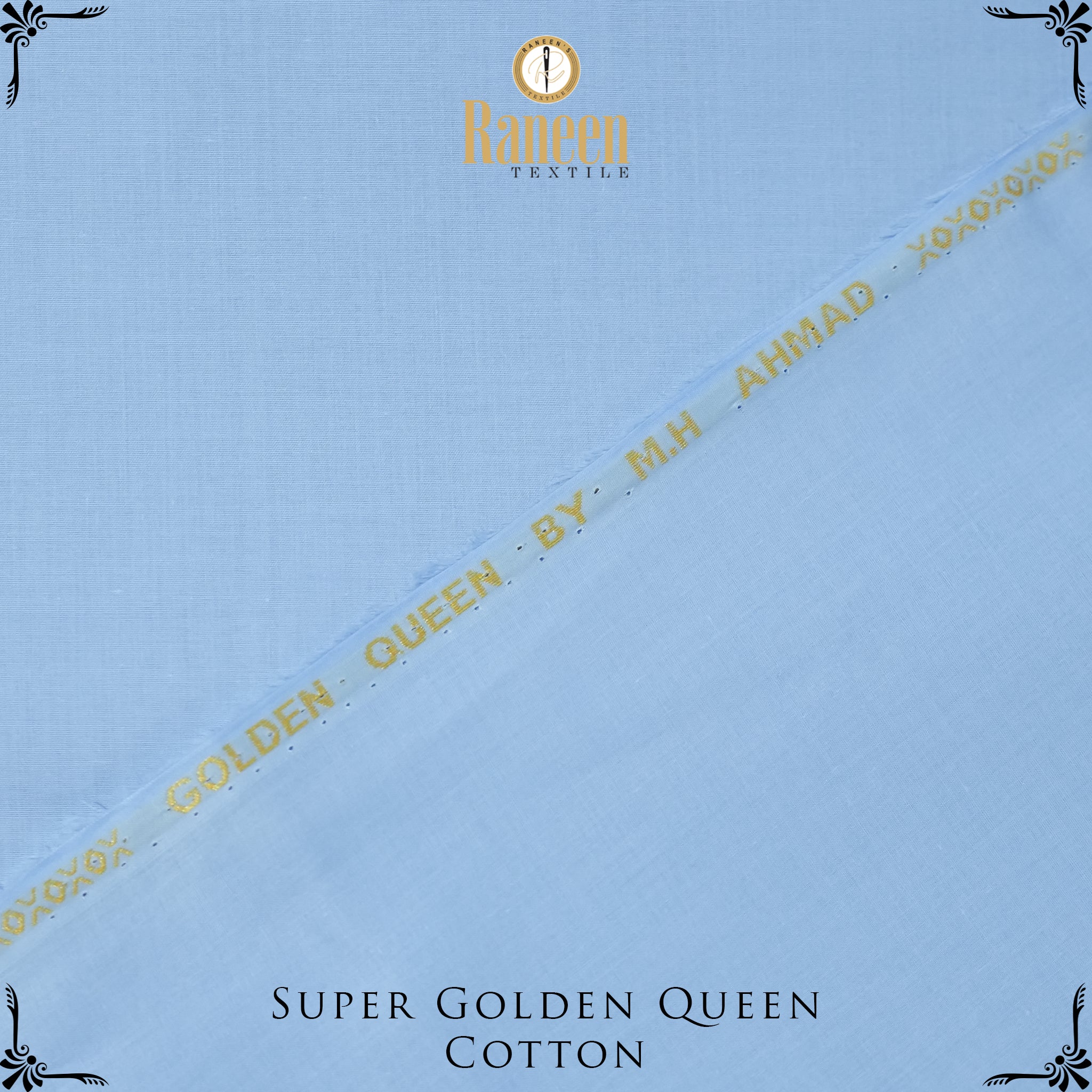 Silver Touch Super Golden Queen Cotton Fabric - Powder Blue