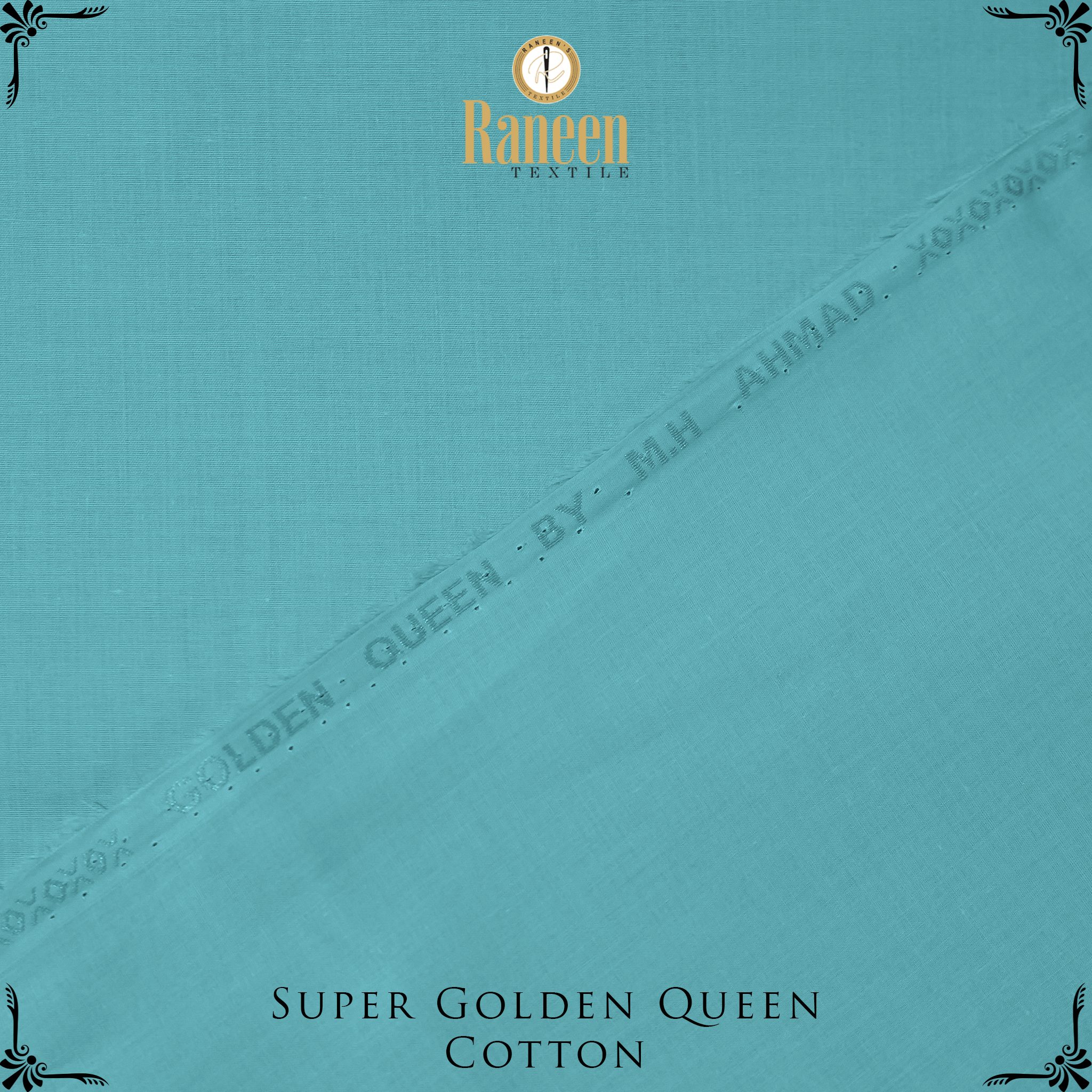 Silver Touch Super Golden Queen Cotton Fabric - Ocean Blue