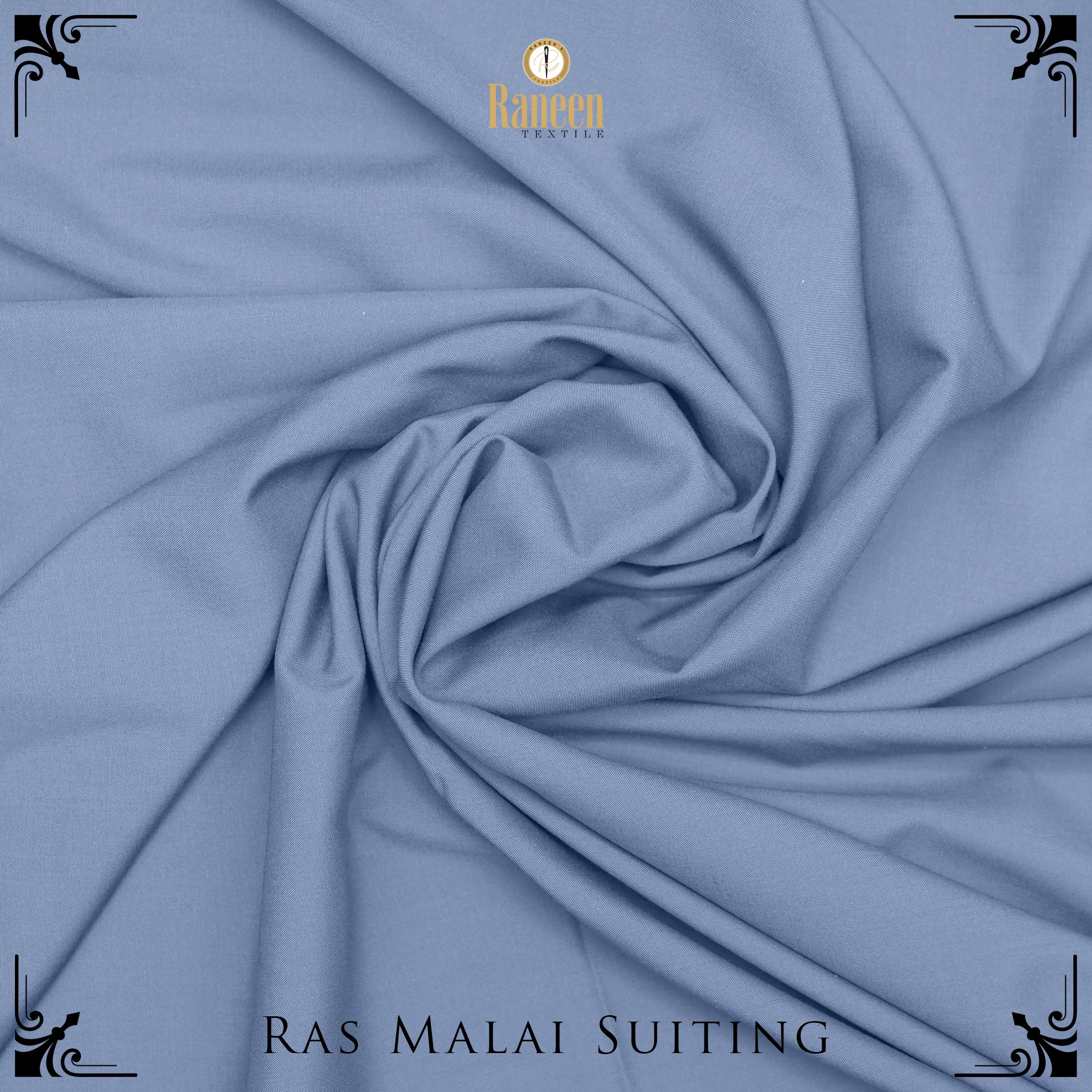 Unstitched Steel Blue Wash N Wear Rasmalai Gold Suit